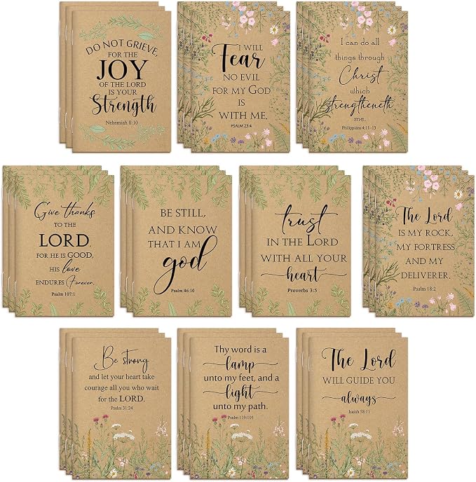 Ctosree 200 Pcs Bible Verse Prayer Journal Notebook for Women Christian Notepads Gifts Mini Inspirational Religious Note Pads for Sunday School Back to School Church Pastors Wife Teacher (Brown)