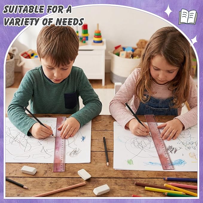 120 Pcs Clear Plastic Ruler Bulk 12'' Colorful Ruler for Classroom with Inch Centimeter for Teacher Student Back School Office Supplies Tool Operation Measuring Drawing(Oil Painting Colors)