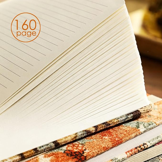 ipoul Writing Journal for Women, Cute Notebook, Lined Paper, A5, 6"x8", Hardcover, Lay-flat, Camellia Flower, Orange