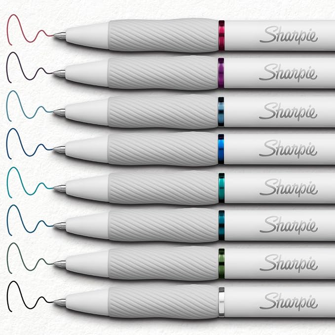 Sharpie S-Gel Pens, Fashion Barrel White Pearl, Medium Point (0.7mm), Bold Ink Colors, 8 Count (Pack of 6)