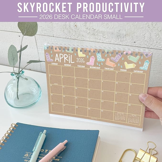 Small Desk Calendar 2026-2027 Standing Flip - 18-Month 2026 Desk Calendar Small for Home, Office & School, Standing Desks Calendars 2026-2027, Mini Desks Calendars, Back to School Teacher Gifts