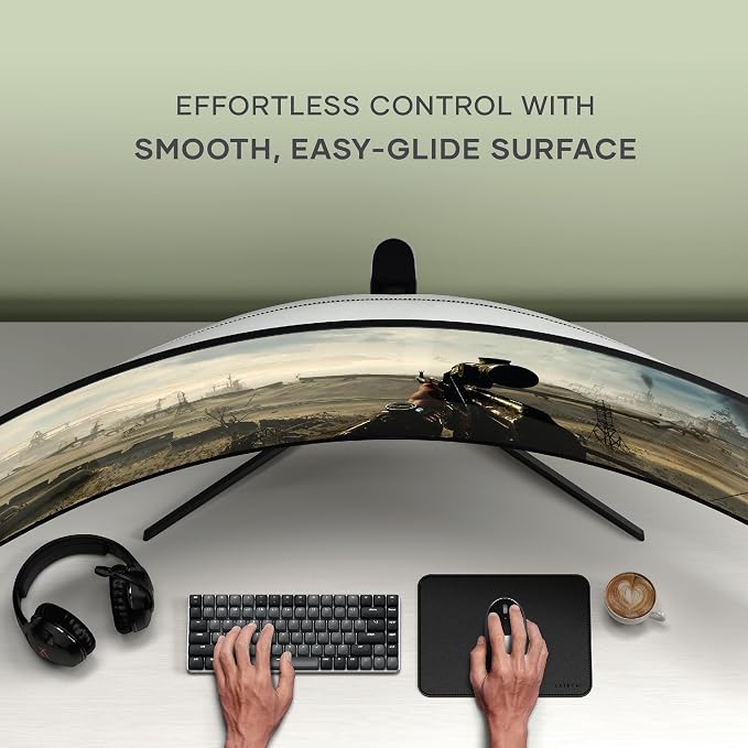 Satechi Vegan-Leather Mouse Pad, Ergonomic, Reversible, Scratch and Water Resistant, Easy to Clean, for Office and Home, 9.8" x 7.5" x 0.14" - Black