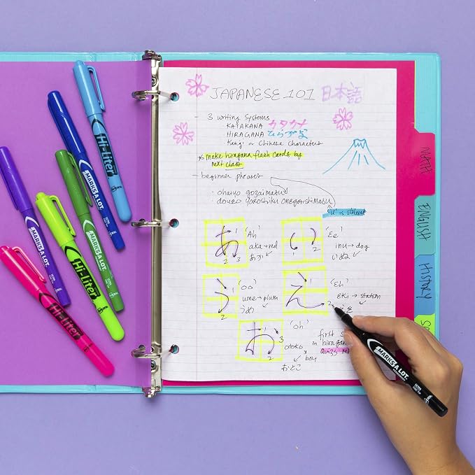 Avery Hi-Liter Pen-Style Highlighters, Smear Safe Ink, Chisel Tip, Assorted Fluorescent Colors (Purple, Blue, Pink, Green, Orange, and Yellow), 6 Highlighters per Pack (6-Pack of 23585)