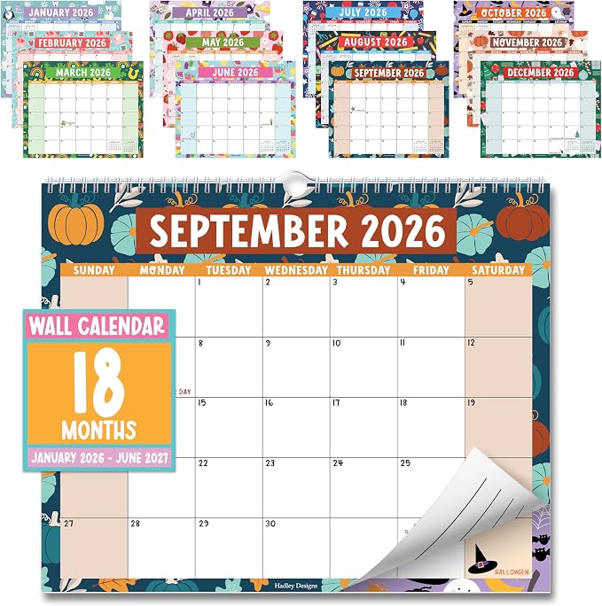 2026 Calendar Wall - 2026 Wall Calendar Large, 18-Month Hanging Calendars for School, Home & Office, Academic Monthly Calendar from January 2026 to June 2027, Back to School Teacher Gifts