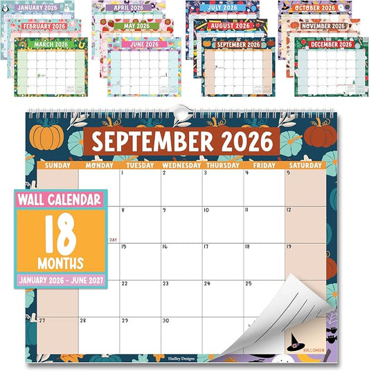 2026 Calendar Wall - 2026 Wall Calendar Large, 18-Month Hanging Calendars for School, Home & Office, Academic Monthly Calendar from January 2026 to June 2027, Back to School Teacher Gifts