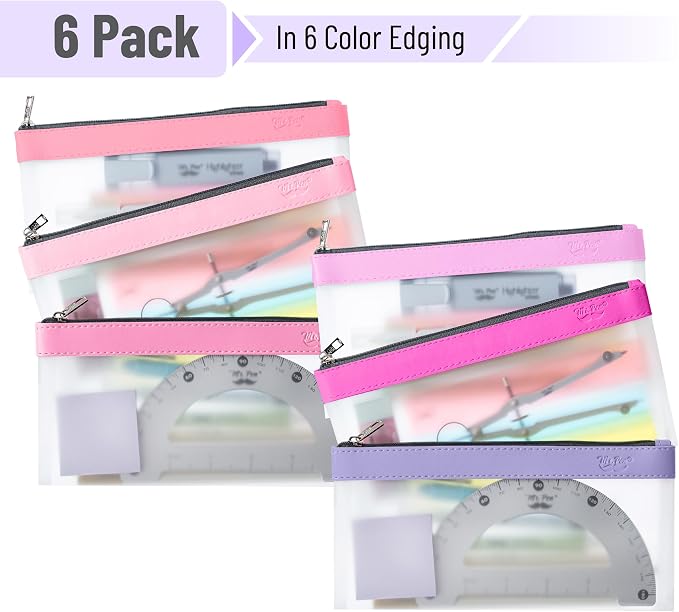 Mr. Pen- Clear Pencil Pouch, 8.50"x4.25", 6 Pack, Durable TPU Material | Medium Water-Resistant Pencil Bags with Smooth Zipper, Multipurpose Clear Pouch for Stationery, School, Office