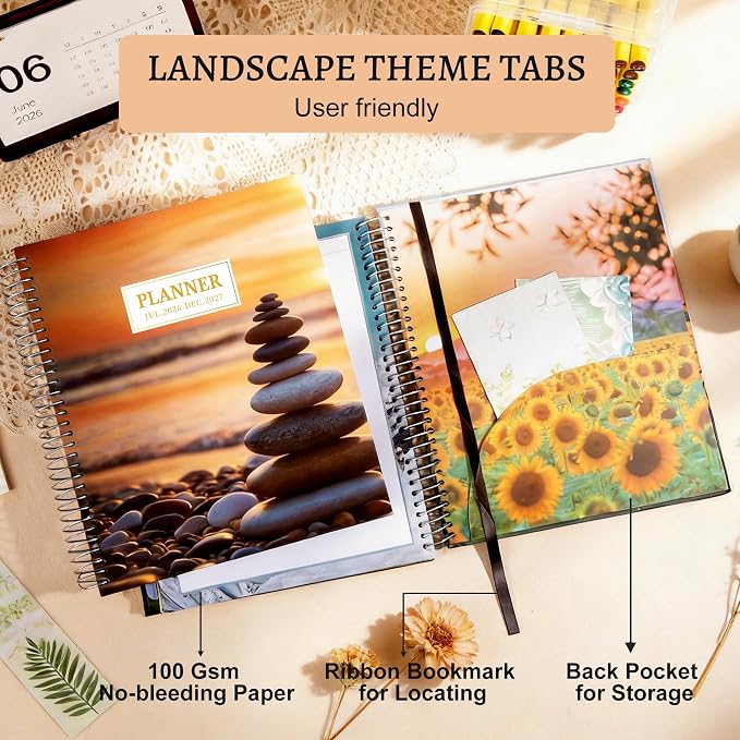 CAGIE Planner 2026-2027 18 Month July 2026-Dec 2027 Hourly Daily Calendar Weekly Monthly Planners Hardcover Large Yearly Agenda with Stickers Tabs for Women Work Mom, 8.5 x 11
