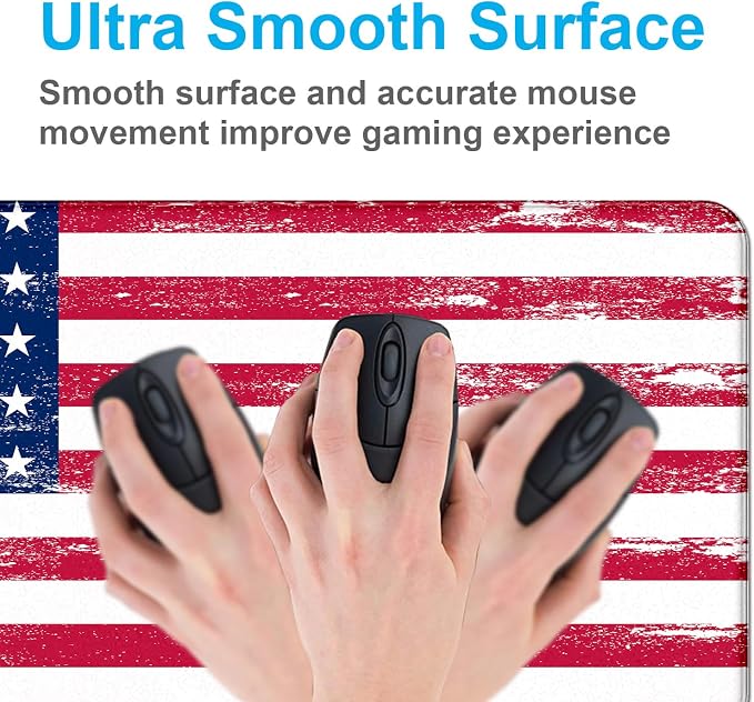 American Flag XXL Large Mouse Pad, Gaming and Home Stitching Side Table Mat | Large Extended Mouse Pad; Full Desk Coverage; Waterproof Coating; Stable Anti-Slide Base For Gaming, Office, Study Daily Use
