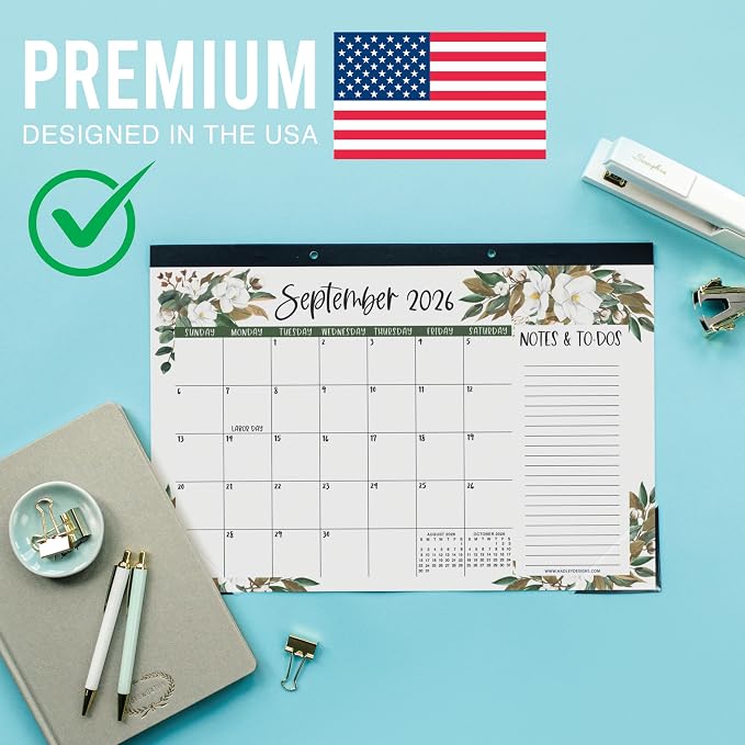 Hadley Designs Large Teacher Desk Calendar 2026-2027 - Desktop Calendar 2026, 18-Month Academic Desk Calendars for School, Home & Office, Cute Classroom Must Haves, Back to School Teacher Gifts