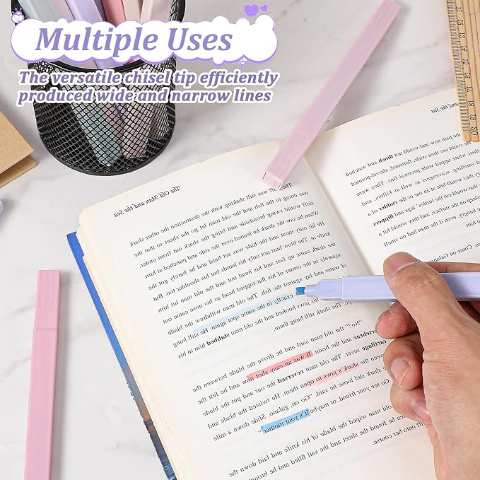 144PCS Aesthetic Highlighters Bulk, Assorted Color No Bleed Dual Tip Bible Pens, Fine Tip & Chisel Tip Marker Pens, Glitter Book Highlighters for Journal Planner Notes Classroom Office Supplies
