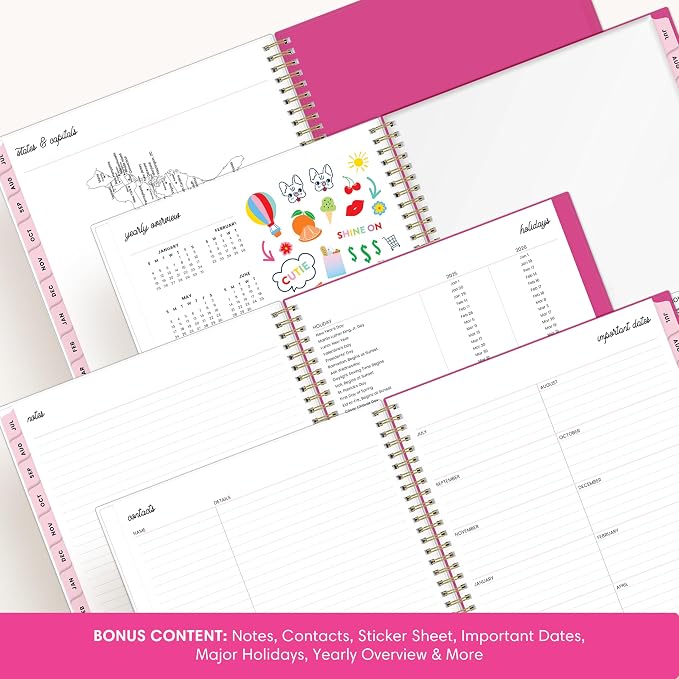 Blue Sky 2026-2027 Weekly & Monthly Academic Planner, 8.5"x11", Bloom Pink | July 2026 - June 2027, Flexible Cover, Wirebound, Laminated Tabs, Storage Pocket, Stickers, Academic Year, Color Me Courtney