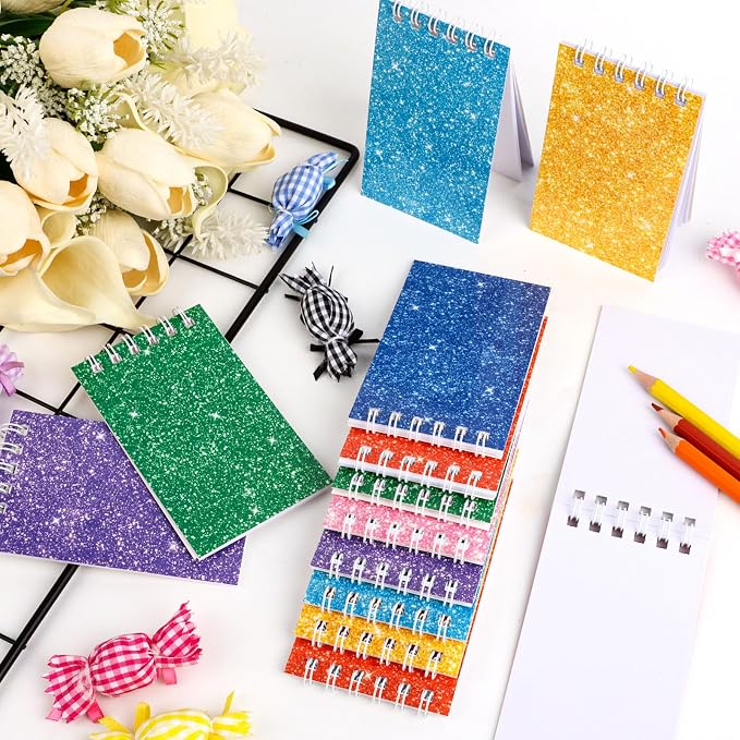 Hooqict 24 Pack Small Pocket Notebook Mini Notepads for Kids Party Favors Small Spiral Notepads Colorful Mini Notebooks Bulk Memo Pads for Work, Office, School, Classroom, 3.9 x 2.4 Inches
