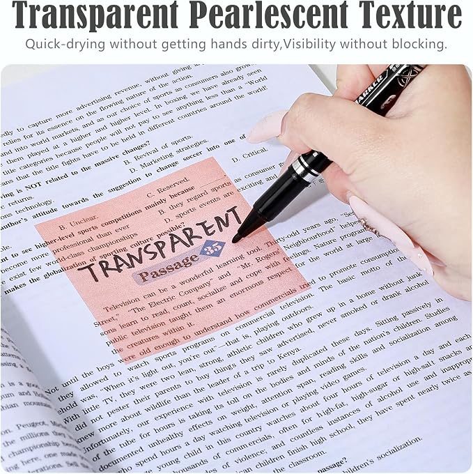 BAYTORY 240 Pop Paper Up Transparent Glitter Sticky Notes with 1 Marker | Double Marker Pen, Waterproof Self-Stick Note, 3 x 3 Colorful Self-Adhesive Note for Bible Accessories (Green & Yellow & Red)