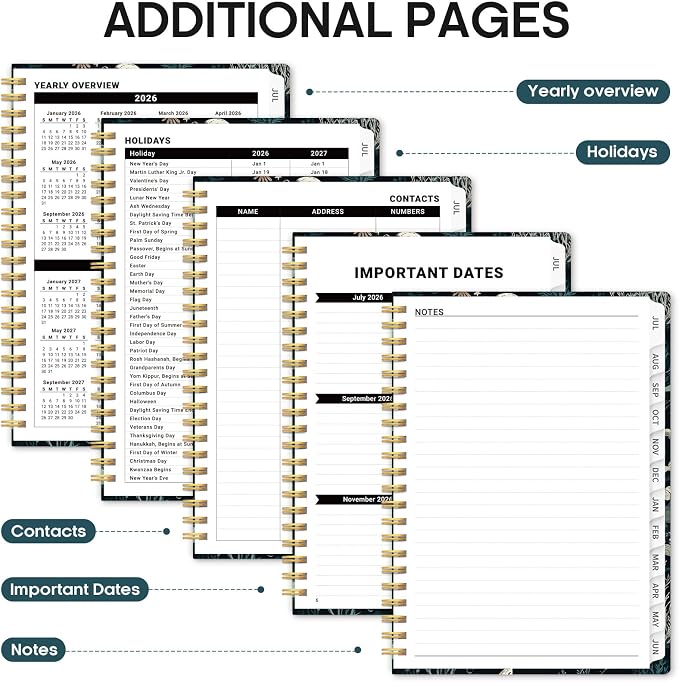 Planner 2026-2027, Academic Year Monthly and Weekly Calendar Planner, Jul 2026 - Jun 2027, Hardcover Teacher Student Planning Agenda book with Tabs, Perfect for School Office Supplies, 6.3" x 8.5" - Secret Sea