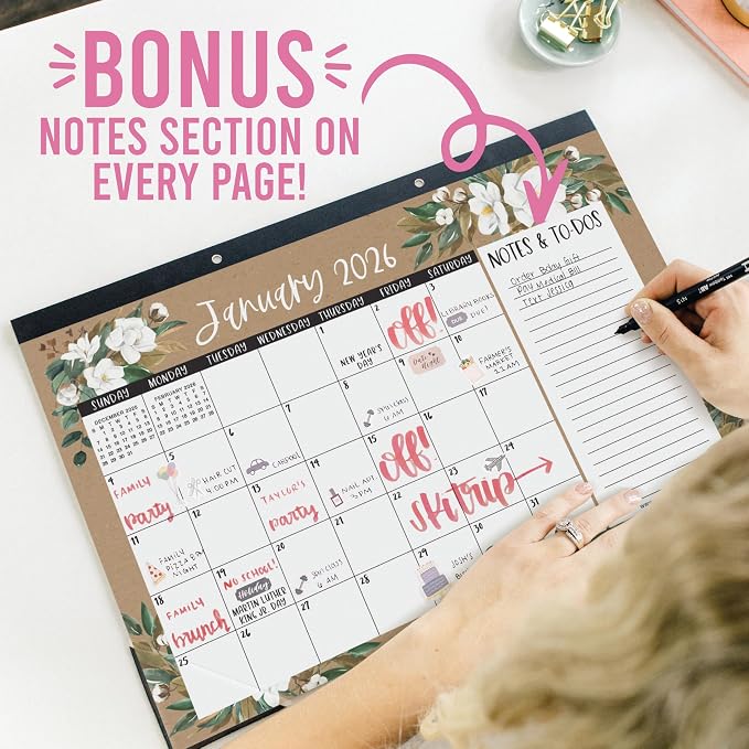Hadley Designs Large Teacher Desk Calendar 2026-2027 - Desktop Calendar 2026, 18-Month Academic Desk Calendars for School, Home & Office, Cute Classroom Must Haves, Back to School Teacher Gifts