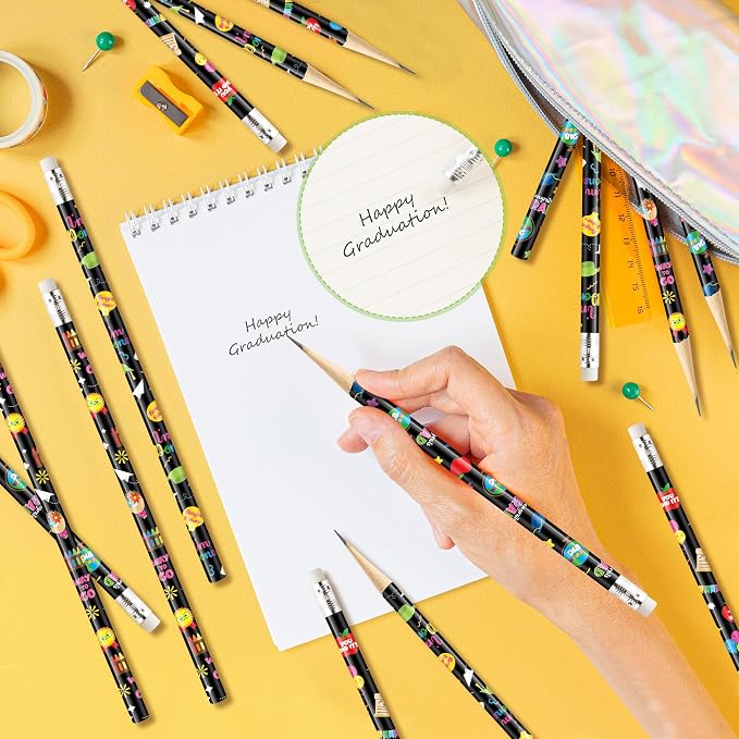 Xqumoi 60Pcs Kindergarten Graduation Pencils with Eraser - Grad Cap Diploma Themed #2 HB Pencils, Preschool Graduation Stationery Student Classroom Rewards Goodie Bag Fillers Party Favors