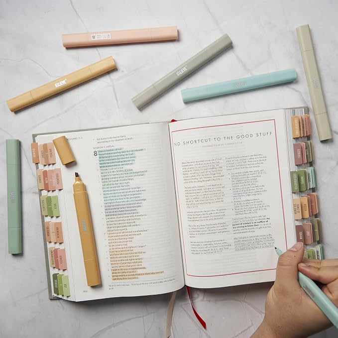BLIEVE Bible Highlighters No Bleed Through, Pastel Colors, Dual Tip, 8 Pack | Aesthetic Cute Highlighters, Chisel Tip & Fine Point For Bible & Journaling, Back To School Supplies