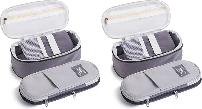 Mr. Pen- Pencil Case Large, Fabric Pencil Pouch Large, Grey, Pen Bag, School Supplies, Pencil Pouch Cute (Pack of 2)