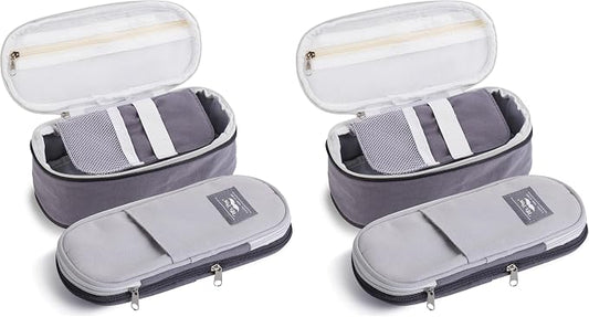 Mr. Pen- Pencil Case Large, Fabric Pencil Pouch Large, Grey, Pen Bag, School Supplies, Pencil Pouch Cute (Pack of 2)