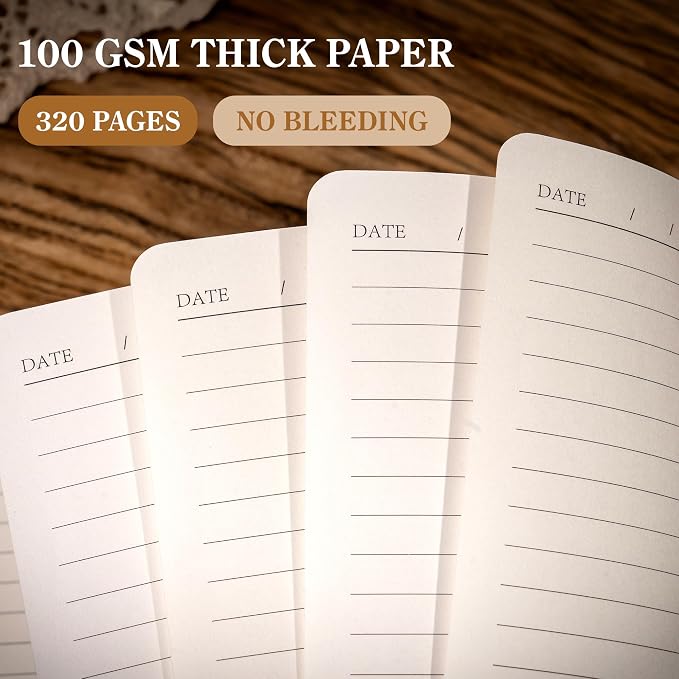 CAGIE Lined Journal Notebook for Men Women 320 Pages Leather Journals for Writing A5 Thick Hardcover Journaling Notebooks for Work Note Taking Diary, 5.7x8.3 In, Dark Brown