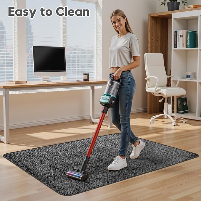 Sycoodeal Office Chair Mat for Hardwood & Tile Floor,Computer Gaming Chair Mat for Rolling Chairs Non-Curve, Anti-Slip, Heavy Duty Floor Protector for Home Office,Dark Black (40" x 55")