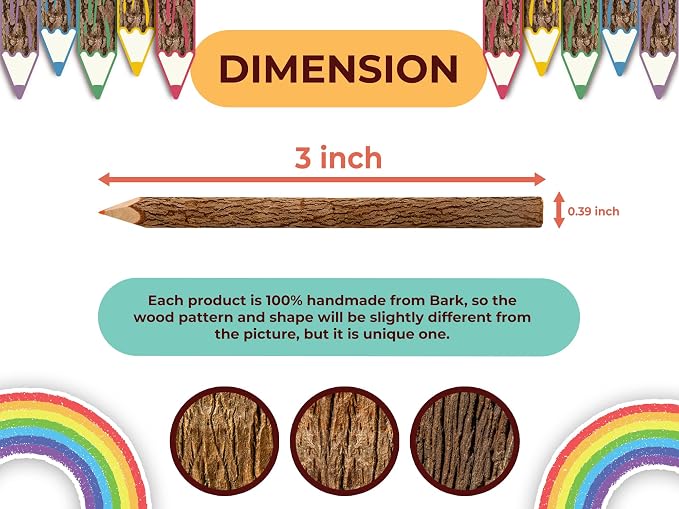 BSIRI Professional Coloring Pencils Assorted-Stick Twig Outdoor Colored Wooden Pencil Tree for Child Camping Decorations Color Wood, Colored Pencils Wedding Decorations (3 Inch Long)