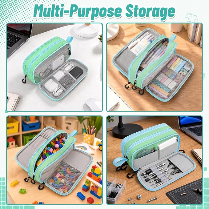 Pencil Case for Boys, Large Capacity Pencil Pouch with Zipper Compartments, Gamer Pen Bag Organizer for School Kids Teens