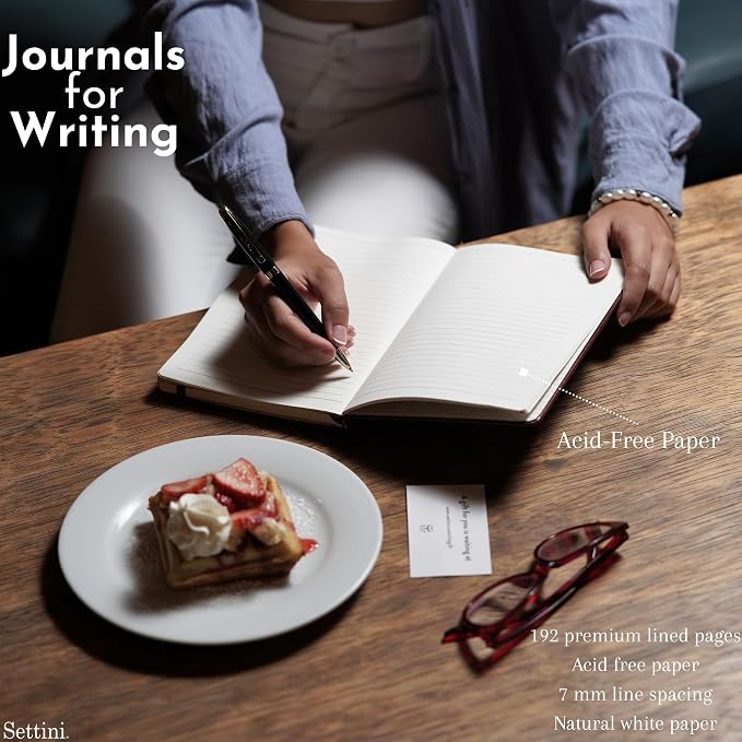 SETTINI® Lined Journal - Heart Journal for Writing Gift Set - Hardcover Vegan Leather, Includes Luxury Pen in a Unique Pen Holder, 192 Pages, 6 x 8.5 inches - Father Day Gift