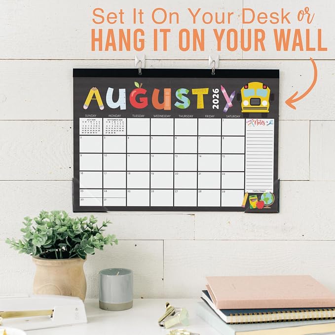 Hadley Designs Large Teacher Desk Calendar 2026-2027 - Desktop Calendar 2026, 18-Month Academic Desk Calendars for School, Home & Office, Cute Classroom Must Haves, Back to School Teacher Gifts