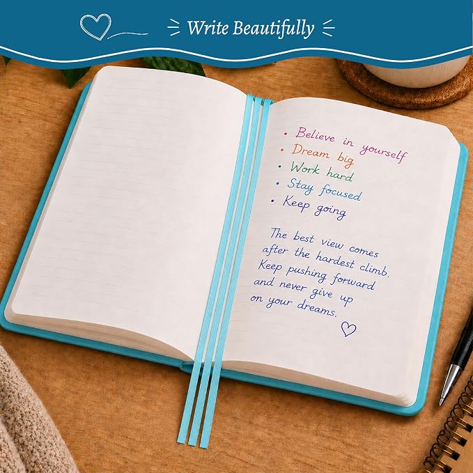 WORLD TRAVELER Eccolo A5 Hardbound Journal Notebook 256 Ivory Lined Pages | Sturdy Flexible Hardcover, 80GSM Acid-Free Ivory Pages, Smyth-Sewn Lay-Flat Binding, Ribbon Bookmark
