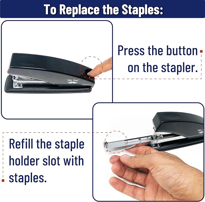 Mr. Pen- Heavy Duty Stapler with Staples, 3600 Staples 3/8" | 60 Sheet Capacity, Desktop Stapler for Students, Office Supplies, Ergonomic Design for Comfortable Use, Jam-Free