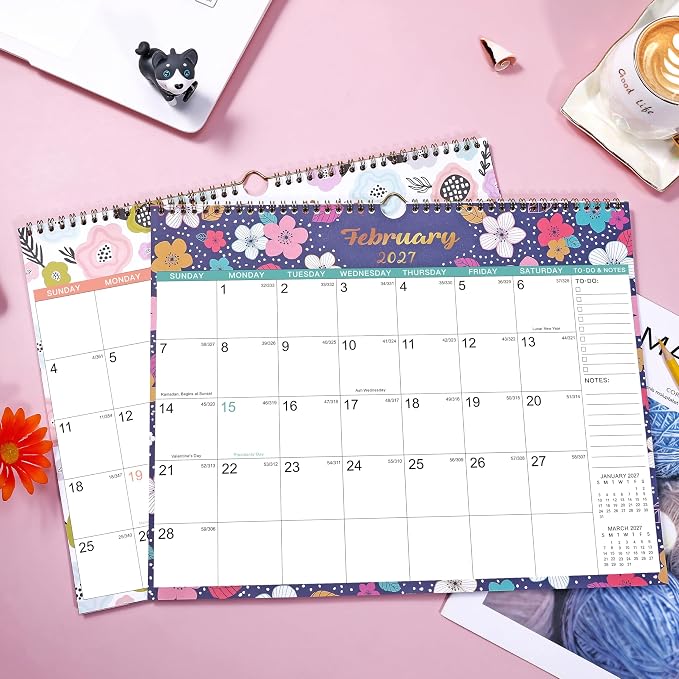 Wall Calendar 2026-2027 - 2026-2027 Calendar from Jul. 2026 to Dec. 2027, 14.75‘’ x 11.5‘’, Monthly Calendars 2026-2027 with Hanging Hole, Large Blocks