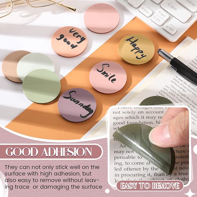 Sabary 500 Sheets Transparent Sticky Notes Round Translucent Sticky Notes Tabs Colorful Page Flags Stickers Clear Book Markers Bible Journaling Office Back to School Supplies(1.75 Inch,Colorful)