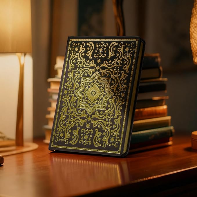 Gilded Vintage Leather Journal Hardcover Antique Diary Notebook | Ornate Decorative Pattern Cover, Premium Lined Paper, Classic Diary for Journaling, Writing, Poetry & Gifting
