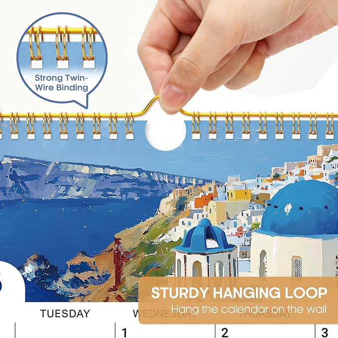 Calendar 2026-2027, Monthly Wall Calendar from April 2026 to December 2027, 11.5" x 14.7", Spiral Binding Hanging Wall Calendar, Perfect for Home or Office,European Landscape