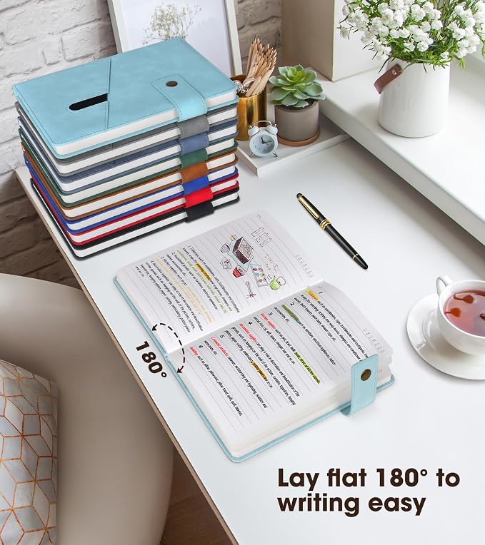 Lined Journal Notebook with Pen, A5 Personalized Hardcover Leather Journal for Men Women, 200 Pages 100 GSM Thick Paper College Ruled Notebooks for Work Travel School Writing Diary 5.9" X 8.4"