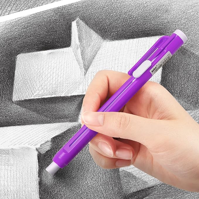 Retractable Mechanical Eraser Pen, Pen-Style Erasers, 5 Pack