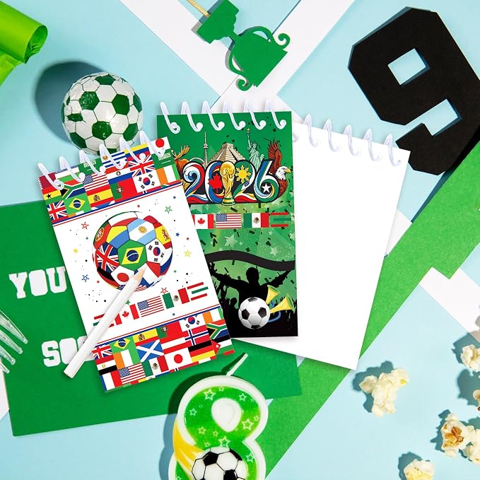 World Cup Spiral Notebooks 24 Pcs, 2.36 x 3.94 Inch Small Notebooks 16 Sheets 32 Pages, 2026 Canada Mexico Soccer Coil Memo Pads Bulk for Game Day, School Supplies, Soccer Party Favors