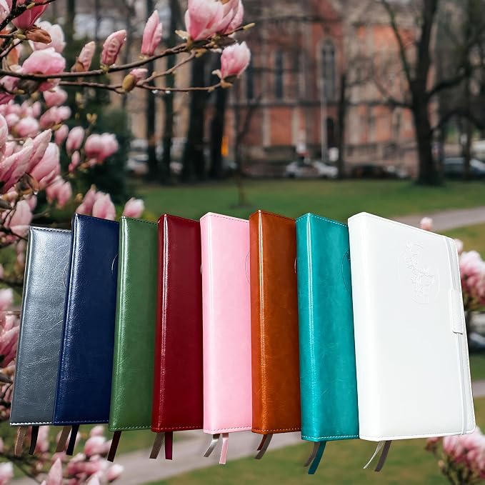 Notebook Journal for Women Men,256 Pages A5 Hardcover Leather Journaling Notebooks for Work,lined journal/notebook with 100Gsm Paper,Pen Holder and inner pocket 5.8"×8.4"(White)