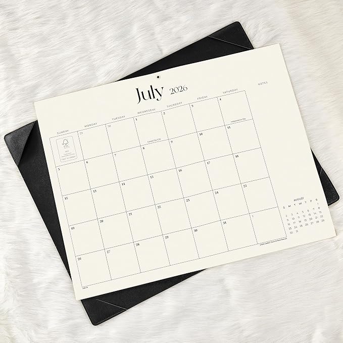 Simplified Desk Calendar 2026 with Desktop Mat, Cabbrix Large Desk Pad Calendar 21" x 16-1/2" January 2026 to June 2027, Desk Blotter Calendar for Home School and Office (Dark Black)