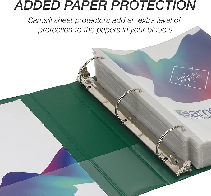 Samsill Durable 2 inch 3 Ring Binder, D Ring Binder, 100% Recycled Chipboard, Green, 4 Pack