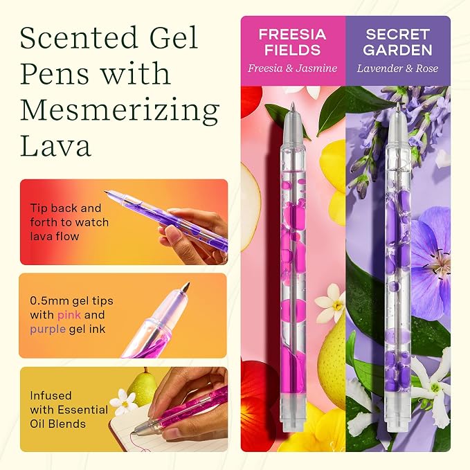 Lifelines Writing Wellness Gift Set - Aromatherapy & Sensory Immersion | Scented Writing Set Includes Finger Maze Sensory Journal, 3 Scented Stacking Highlighters & 2 Lava Gel Pens