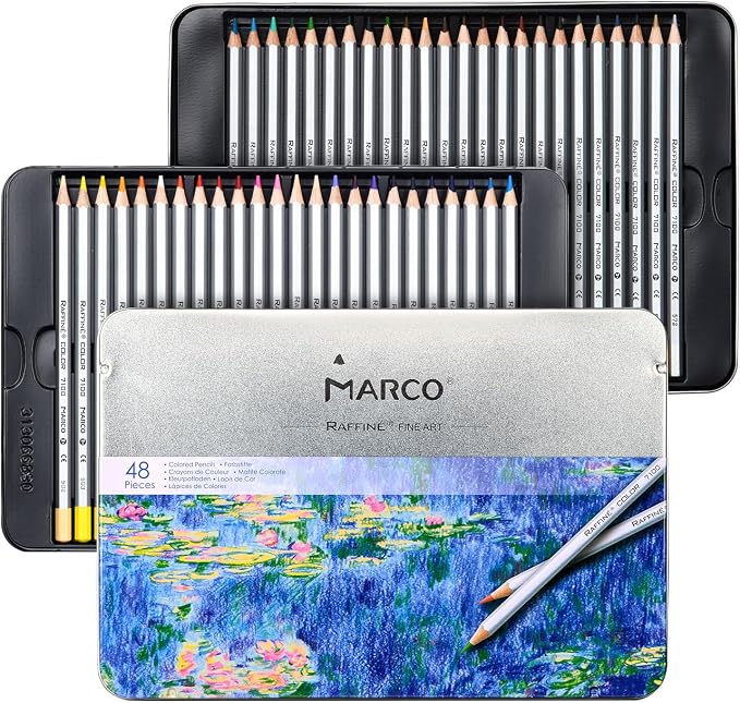 48 Oil-Based Colored Pencils for Adult, Smooth Coloring Pencils | Soft Core, Wooden Hexagonal Barrel, Metal Box, Ideal for Sketching, Drawing, Blending, Shading, Great for Art Lovers & Pros