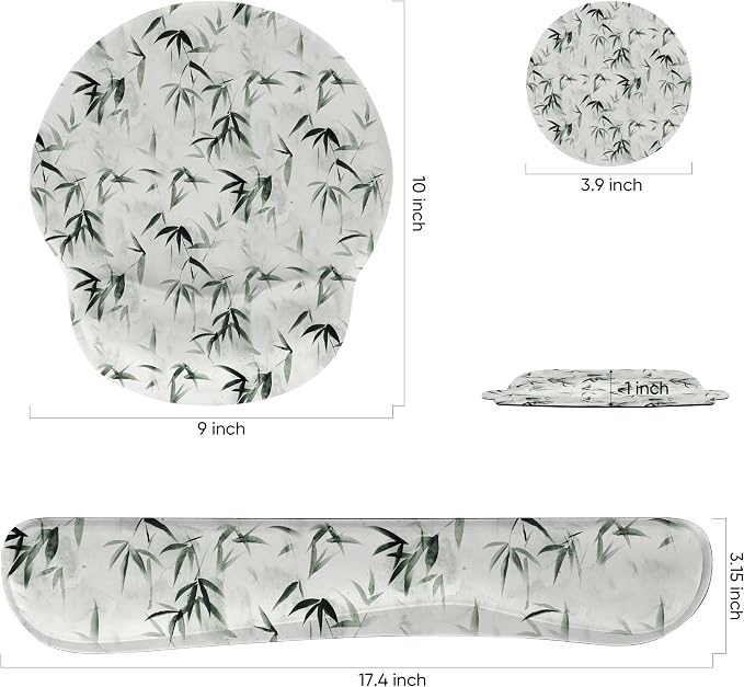 RICHEN 3 PCS Computer Mouse Pads for Desk with Coaster Set, Non-Slip Keyboard Wrist Rest and Mouse Pad Set, Ergonomic Design(YKMWR-56)