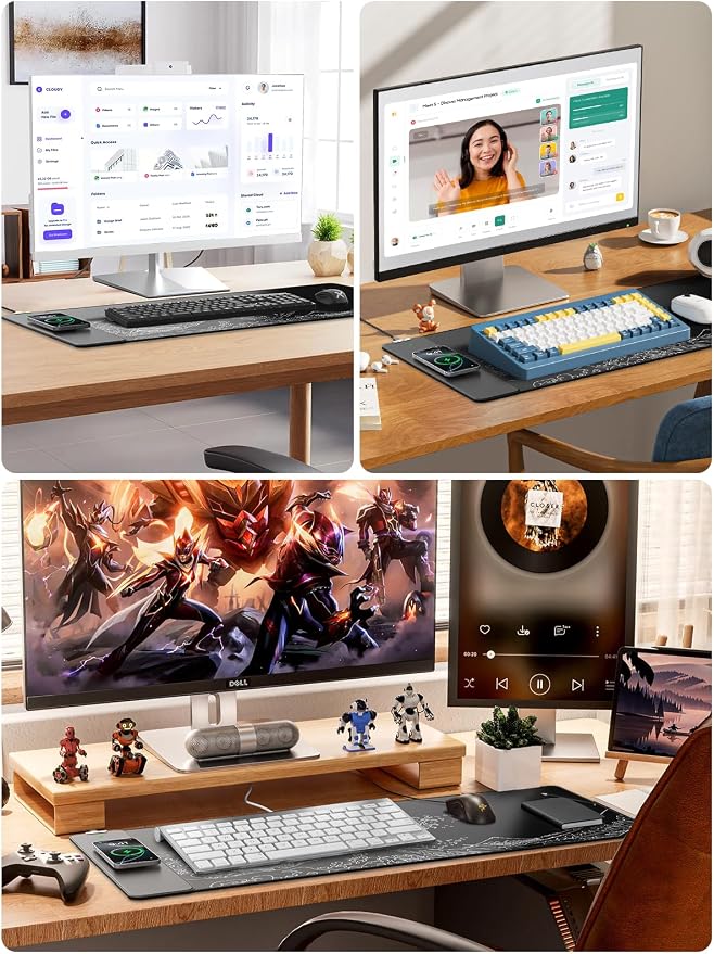 Magnetic Wireless Charging Mouse Pad, 31.5"x15.8" Large Desk Mat | Waterproof Mousepad, Smooth Glide, Stitched Edge, Non-Slip Rubber Base, Desk Pad Computer Keyboard Mat, No Adapter