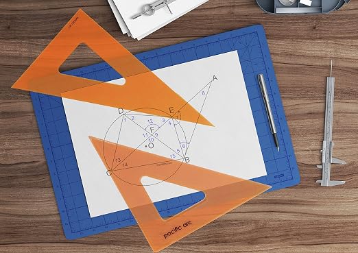 Pacific Arc's Scholastic Triangle - 10 inch - Fluorescent - 45/90 Angle - Polystyrene - Inking Edge - Technical Drawing Tools, Drafting, Architect and Engineering