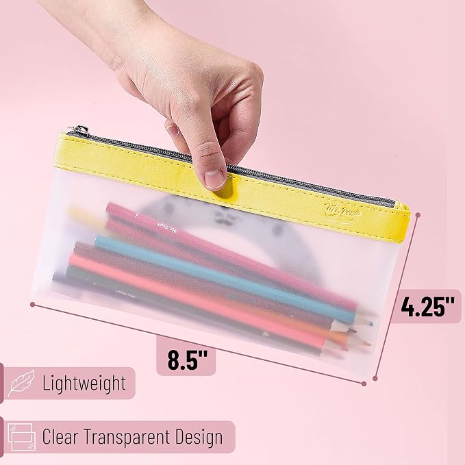 Mr. Pen- Clear Pencil Pouch, 8.50"x4.25", 3 Pack, Durable TPU Material | Medium Water-Resistant Pencil Bags with Smooth Zipper, Multipurpose Clear Pouch for Stationery, School, Office