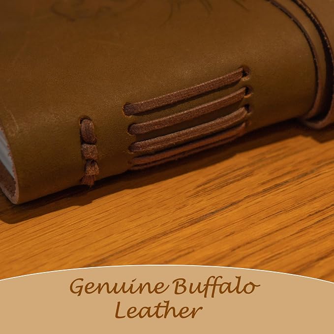 Sovereign-Gear Leather Journal Gift Set – Embossed Music Notes Design - Handmade Buffalo Leather Notebook with Pen & Bookmark - Vintage 8x6” Unlined Writing Journal for Men & Women in Premium Gift Box