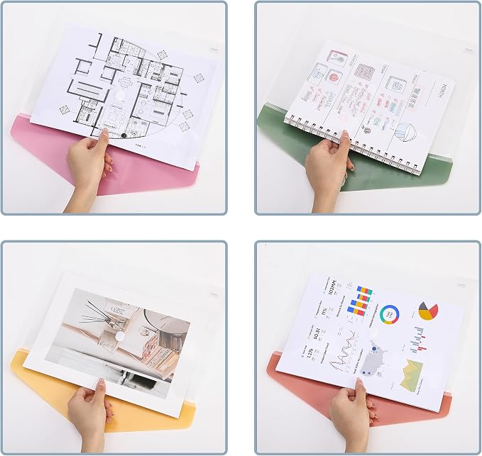 Mr. Pen- Clear Plastic Envelopes File Folders, 10 Pack, A4, Letter Size | Colorful Flaps, Clear Folders for Documents Plastic Poly Envelopes with Label for School, Home, Work, Office, Organizer