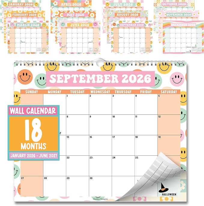2026 Calendar Wall - 2026 Wall Calendar Large, 18-Month Hanging Calendars for School, Home & Office, Academic Monthly Calendar from January 2026 to June 2027, Back to School Teacher Gifts